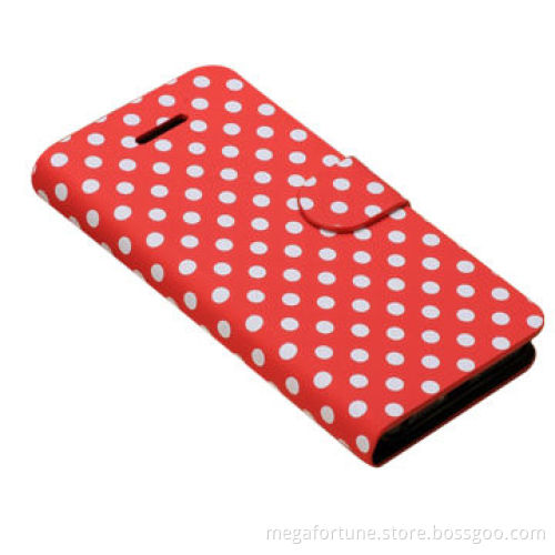 Distribute Polka Dot Leather Case for iPhone 5C, Wallet Function, Flip Left and Right, PC Shell